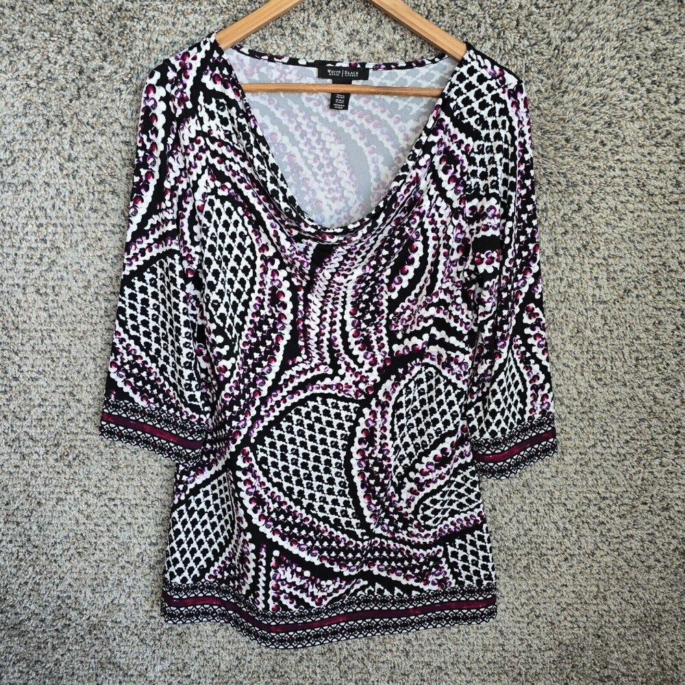 White House Black Market Top Womens Medium Purple Tunic Cowl Neck Casual Ladies